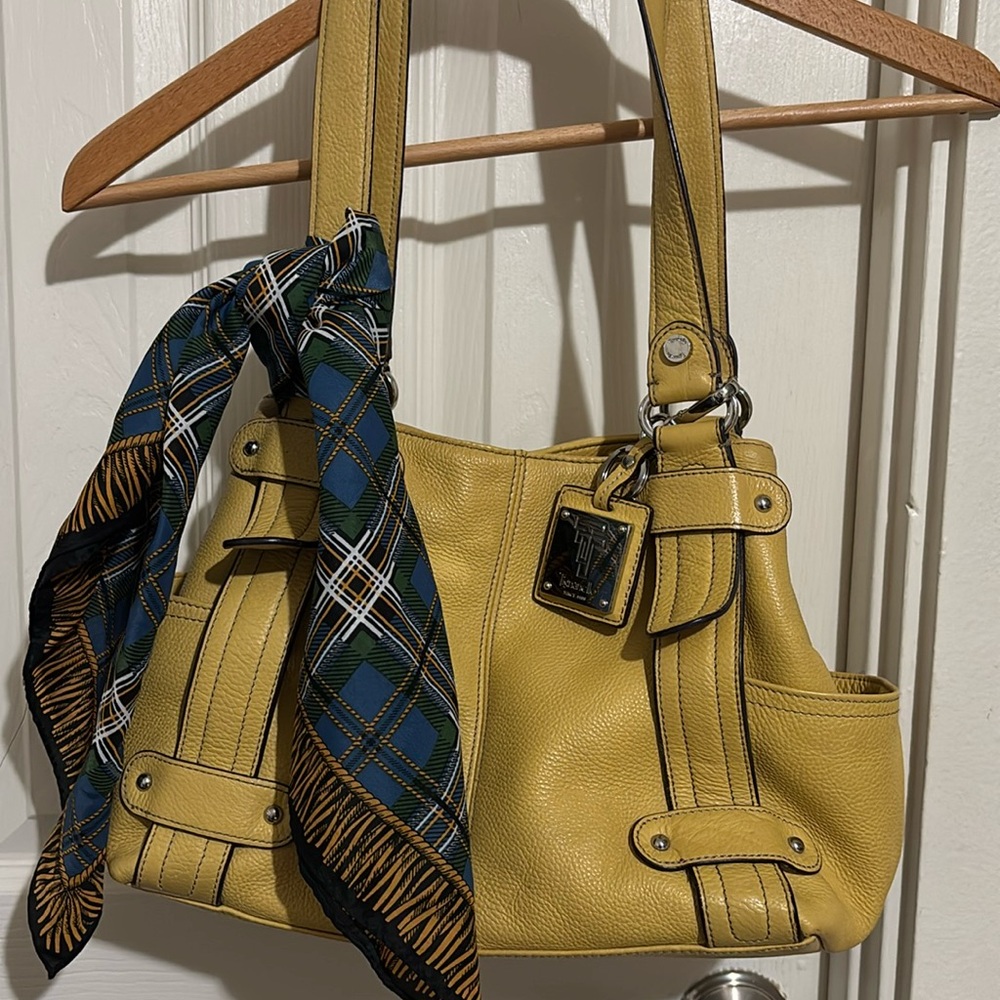 Tignanello Mustard Yellow Leather Shoulder Bag